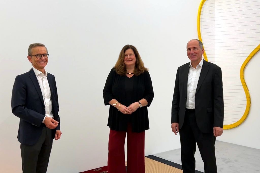 Foto: Vorstand des Förderkreises für die Kunsthalle Mannheim e.V.: Prof. Dr. Markus Haass, Verena Eisenlohr, Bernhard Siegel, Foto: Anne-Sophie Treiber